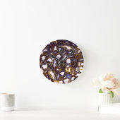 Paars bruin-wit-rotssteenpatroon ronde klok (Huis)