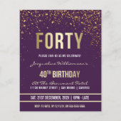 Paars | Budget Gold Confetti 40e verjaardag (Voorkant)