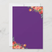 Paars Burgundy Oranje Floral Vineyard Wedding Kaart (Achterkant)