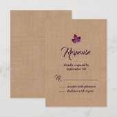 Paars-Burlap-leboog RSVP Kaartje (Voorkant / Achterkant)