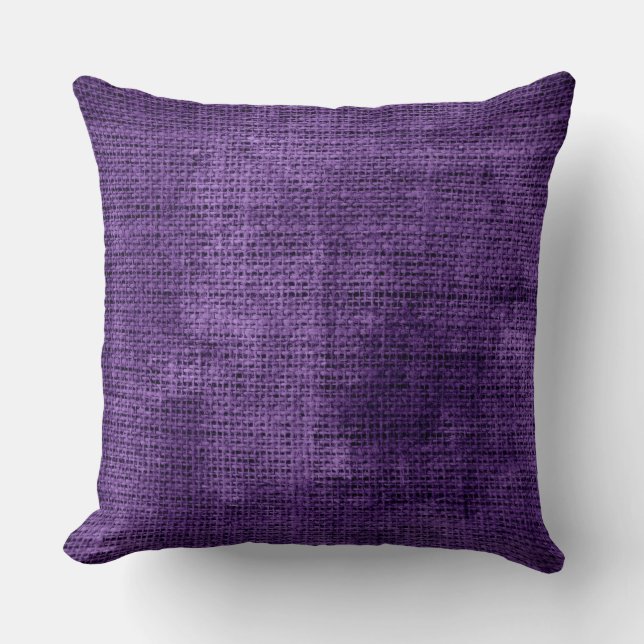  Paars Burlap Linen Rustic Jute #2 Kussen (Voorkant)