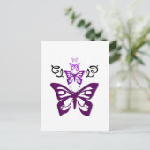 Paars Butterflies Briefkaart (Staand voorkant)