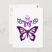Paars Butterflies Briefkaart (Voorkant / Achterkant)