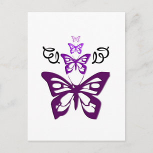 Paars Butterflies Briefkaart