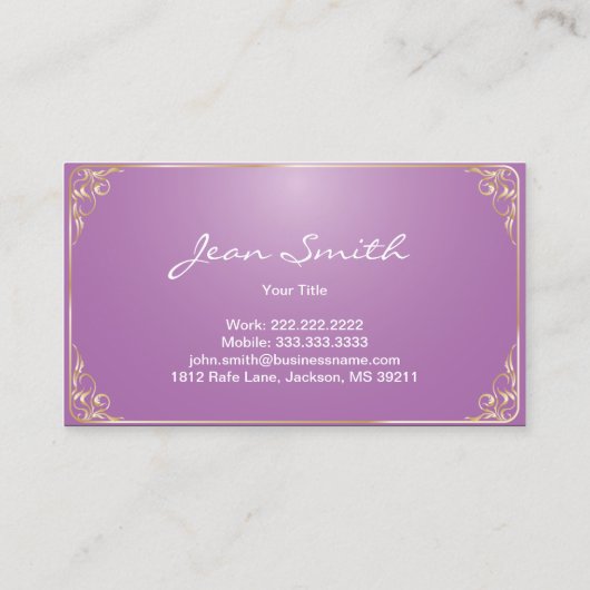 Paars Butterfly Beauty Treatment Visitekaartje (Achterkant)