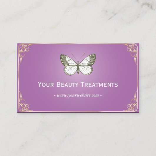 Paars Butterfly Beauty Treatment Visitekaartje (Voorkant)