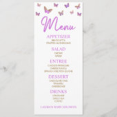 Paars Butterfly Gedekte Baby showers Menu (Voorkant)