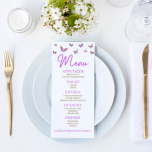 Paars Butterfly Gedekte Vrijgezellenfeesten Menu