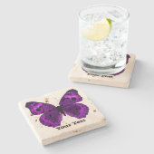 Paars Butterfly - Onderzetter met aangepaste toon (Zijkant)