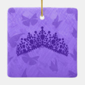 Paars Butterfly Quinceanera Gepersonaliseerd Ornam Keramisch Ornament (Achterkant)