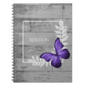 Paars Butterfly Rustic Personalized Notitieboek (Voorkant)