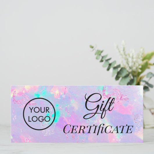paars cadeaucertificaat voor optioneel logo (Staand voorkant)