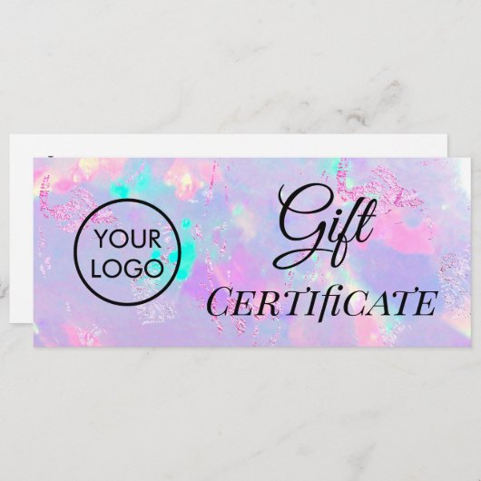 paars cadeaucertificaat voor optioneel logo (Voorkant / Achterkant)