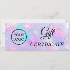paars cadeaucertificaat voor optioneel logo