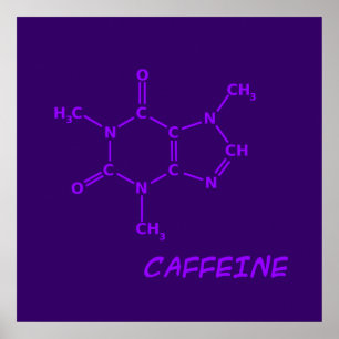 Paars Caffeine Molecule Poster