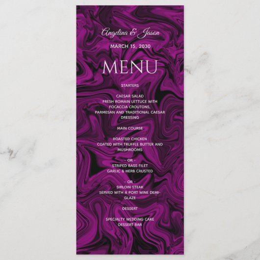 Paars Calligrafie Huwelijksmenu Menu (Voorkant)