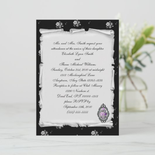 Paars Cameo Roos Steampunk Gothic bruiloft (Staand voorkant)