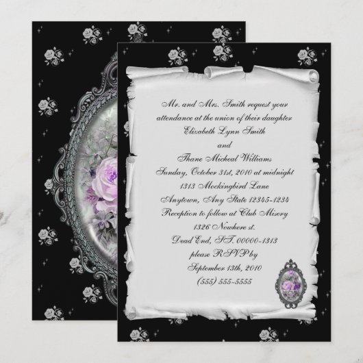 Paars Cameo Roos Steampunk Gothic bruiloft (Voorkant / Achterkant)