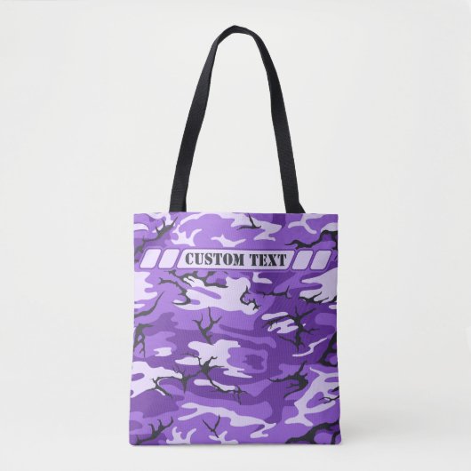 Paars Camo Tas met aangepaste tekst (Voorkant)