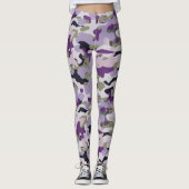 Paars Camouflage Lavender Green Camo Patroon Leggings (Voorkant)