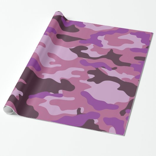 Paars Camouflage-pakpapier Cadeaupapier (Uitgerold)