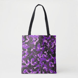 Paars camouflagepatroon tote bag