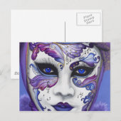 Paars carnavalmasker door PSOVART Briefkaart (Voorkant / Achterkant)