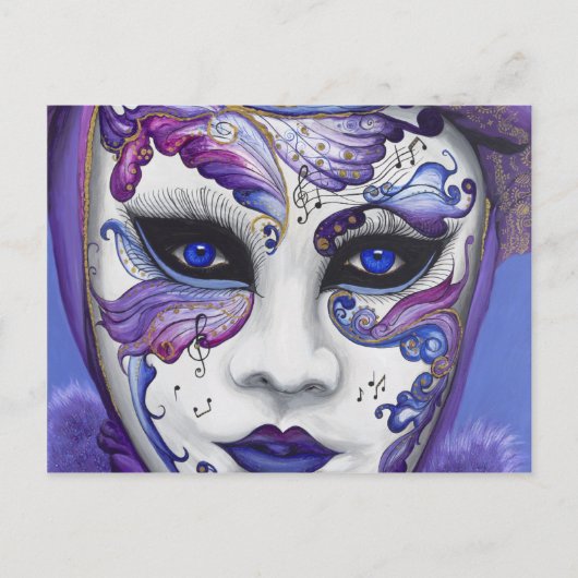 Paars carnavalmasker door PSOVART Briefkaart (Voorkant)