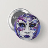 Paars carnavalmasker door PSOVART Ronde Button 5,7 Cm (Voorkant /achterkant)