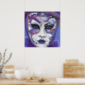 Paars carnavalmasker poster (Keuken)