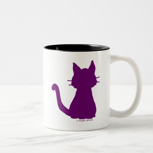 Paars Cat Silhouette Koffiemok (Rechts)