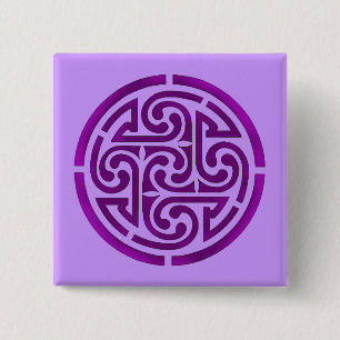 Paars Celtic Knot Design Vierkante Button 5,1 Cm
