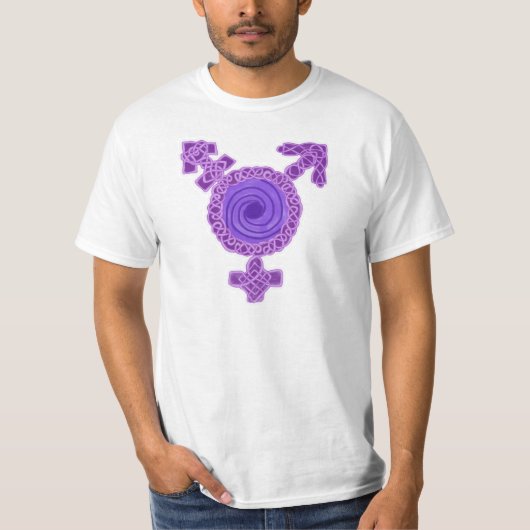 Paars Celtic Knotwork Transgender Symbol T-shirt (Voorkant)