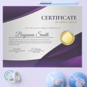 Paars Certificaat van Waardering Award Flyer (Enkel)