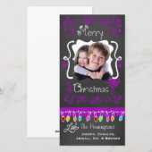 Paars Chalkboard Merry-kerstkaart Feestdagenkaart (Voorkant / Achterkant)