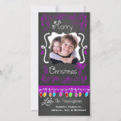 Paars Chalkboard Merry-kerstkaart Feestdagenkaart (Voorkant)