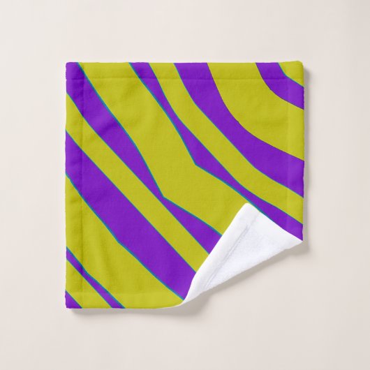 Paars Chartreuse Stripe 3 stuk Bad Handdoek (Wasdoekje)