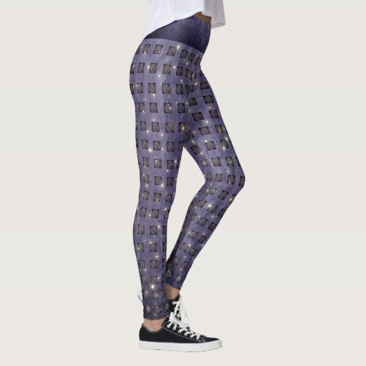 Paars Check Patroon met sterren Leggings (Rechts)