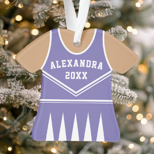 Paars Cheerleader Uniform Gepersonaliseerd Kerstmi Ornament
