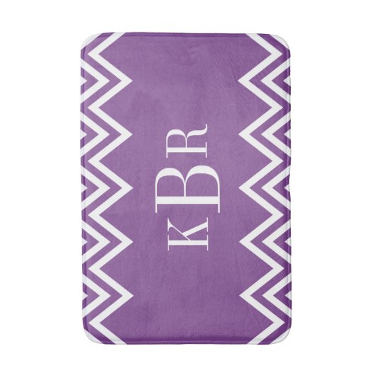 Paars Chevron - aangepast monogram Badmat (Voorkant Verticaal)