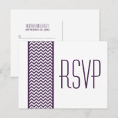 Paars Chevron Border RSVP Briefkaart (Voorkant / Achterkant)