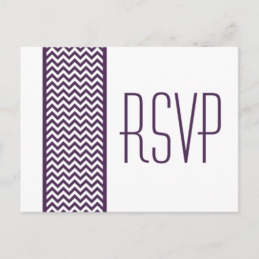 Paars Chevron Border RSVP Briefkaart (Voorkant)