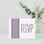 Paars Chevron Border RSVP Briefkaart (Staand voorkant)