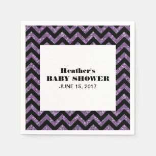 Paars Chevron Glitter Baby shower Napkins Servet