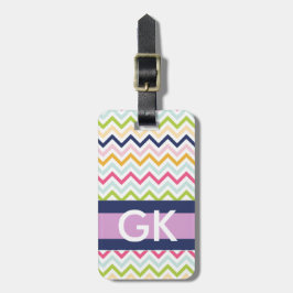 Paars Chevron Monogram Bagagelabel