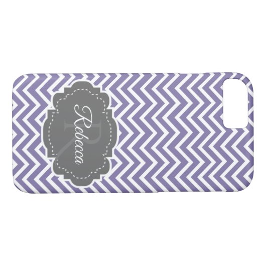 Paars Chevron Personaliseerd Case-Mate iPhone Case (Achterkant (Horizontaal))