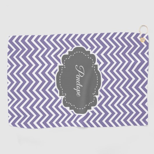 Paars Chevron Personaliseerd Golfhanddoek (Horizontaal)