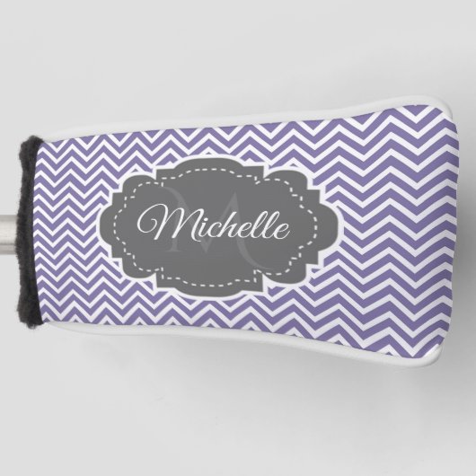 Paars Chevron Personaliseerd Golfheadcover (Voorkant)