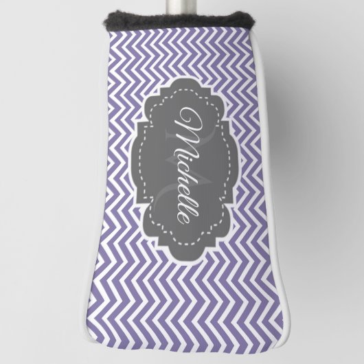 Paars Chevron Personaliseerd Golfheadcover (Draai 90)