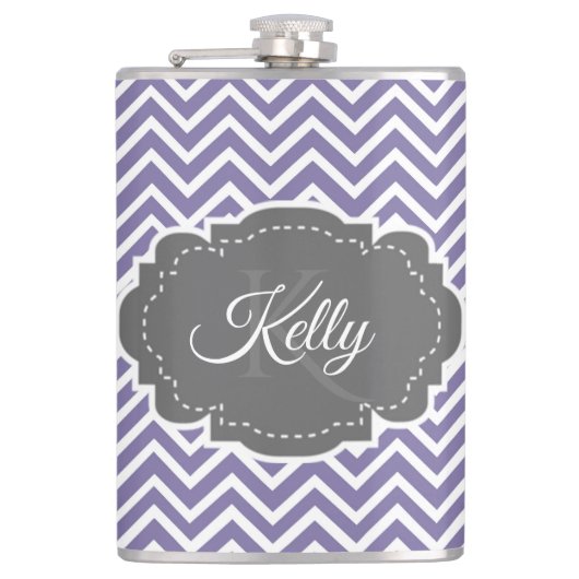 Paars Chevron Personaliseerd Heupfles (Voorkant)